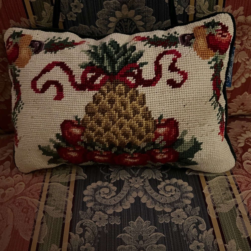 Official Williamsburg Needlepoint Applecone Hanging Pillow